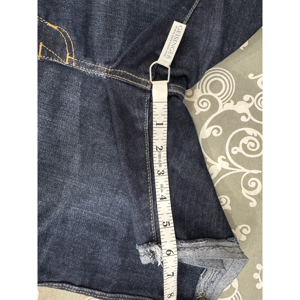 Dark Wash Pull On Denim Shorts Frayed Raw Hem Bermuda Indigo Boho Distressed - Picture 6 of 6